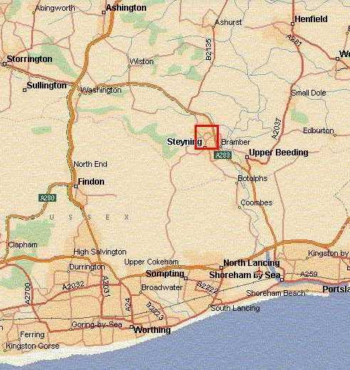 Map of Sussex, around Steyning