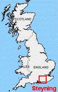 Map of UK, showing Steyning